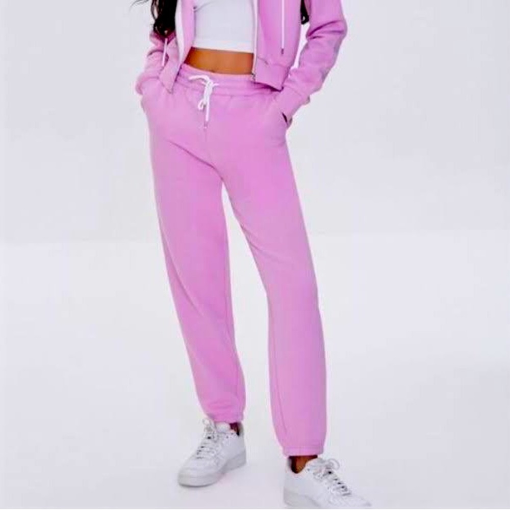 Forever 21 Basic Fleece Drawstring Joggers Pants Lilac Purple Size S NEW